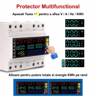 Protector Multifunctional Trifazic 100A cu afisaj V A Hz KWh