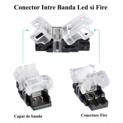 Conector banda led 10mm 2 pini IP65 fara lipire
