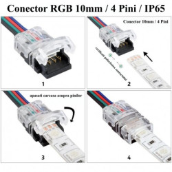 Conector banda LED RGB 10mm 4 pini - 4 fire