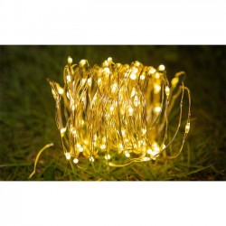 Ghirlanda luminoasa solara 100 LED alb cald 11.9m IP44