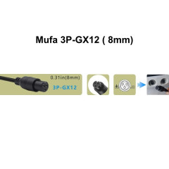 Incarcator Li-ion 42V-2A mufa GX12-3P 8mm profesional