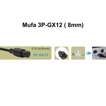 Incarcator Li-ion 42V-2A mufa GX12-3P 8mm profesional