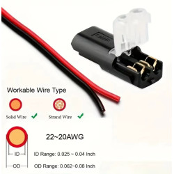 Conector electric cu imbinare rapida 2 pini 22-20 AWG tensiune 5v - 36V fire 20-22 AWG IP40 set 4 buc