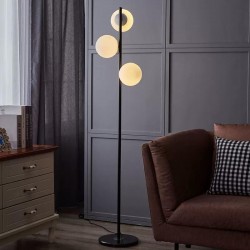 Lampadar negru 160cm cu 3 globuri albe mate E27