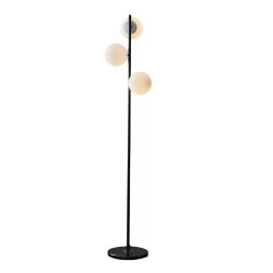 Lampadar negru 160cm cu 3 globuri albe mate E27