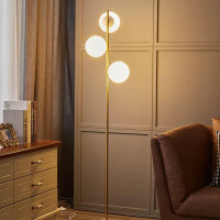 Lampadar auriu 160cm cu 3 globuri albe mate E27