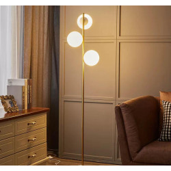 Lampadar auriu 160cm cu 3 globuri albe mate E27