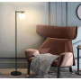 Lampadar negru 157cm cu glob alb mat si dulie E27