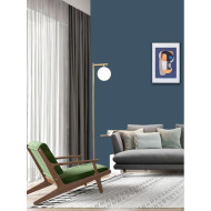 Lampadar auriu 157cm cu glob alb mat si dulie E27
