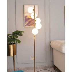 Lampadar auriu 177cm cu 5 globuri albe mate E27