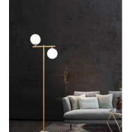 Lampadar auriu 157cm cu 2 globuri albe mate E27
