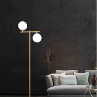 Lampadar auriu 157cm cu 2 globuri albe mate E27