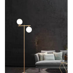 Lampadar auriu 157cm cu 2 globuri albe mate E27
