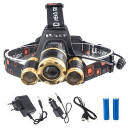Lanterna frontala cu acumulator 3x T6 CREE 10W 8000 lm