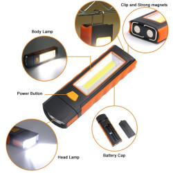 Lampa LED cu baterii COB 3W cu magnet si agatatoare