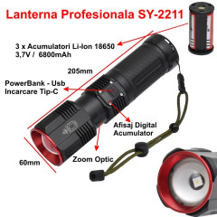 Lanterna profesionala SY-2211 cu laser LED si display