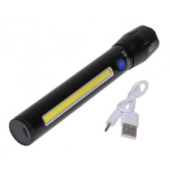 Lanterna reincarcabila CREE T6 7W cu COB lateral si zoom optic