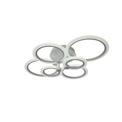 Lustra LED living design 6 cercuri cu telecomanda radio putere de 160 W flux luminos de 6400 lm alb cald rece neutru aplicație Bluetooth
