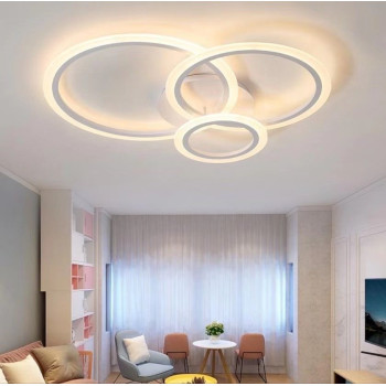 Lustra LED dormitor cu telecomanda 3 cercuri 3500 lm 74w