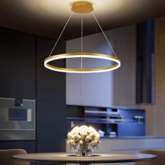 LUSTRA LED GOLD CU TELECOMANDA LUMINA ALB CALD NEUTRA SI RECE CU INTENSITATE REGLABILA 56W 3600LM