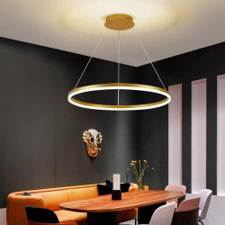 LUSTRA LED GOLD CU TELECOMANDA LUMINA ALB CALD NEUTRA SI RECE CU INTENSITATE REGLABILA 56W 3600LM