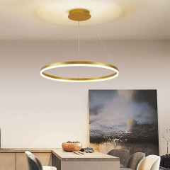LUSTRA LED GOLD CU TELECOMANDA LUMINA ALB CALD NEUTRA SI RECE CU INTENSITATE REGLABILA 56W 3600LM