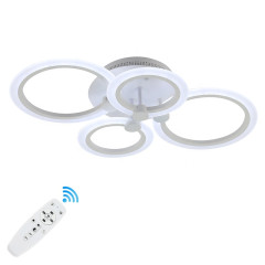 Lustra LED living design 4 cercuri cu telecomanda Wi-Fi putere de 72 W flux luminos de 3000 lm alb cald rece neutru aplicație Bluetooth