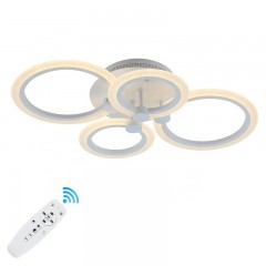 Lustra LED living design 4 cercuri cu telecomanda Wi-Fi putere de 72 W flux luminos de 3000 lm alb cald rece neutru aplicație Bluetooth