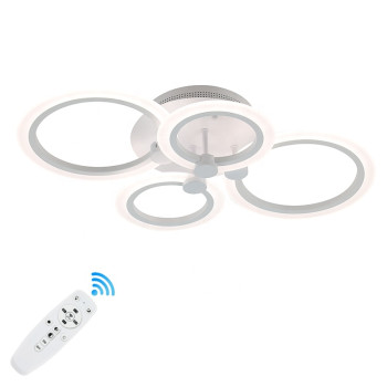 Lustra LED living design 4 cercuri cu telecomanda Wi-Fi putere de 72 W flux luminos de 3000 lm alb cald rece neutru aplicație Bluetooth