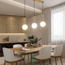 Lustra aurie 3 globuri alb mat dulii e27