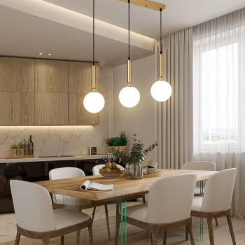 Lustra aurie 3 globuri alb mat dulii e27