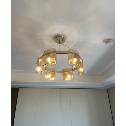 Lustra LED Polish Gold Glass socluri becuri G9x6