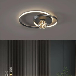 Lustra led neagra cu telecomanda wifi 2.4g cu alb variabil 100 w 5000 lm
