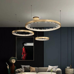 Lustra led gold cu telecomanda wifi 2.4g 1450 × 950 × H 1000 mm alb variabil 226w