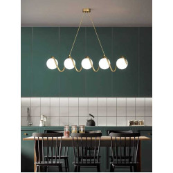 Candelabru modern 5 globuri alb mat cu suport E27