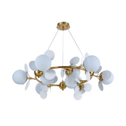 Candelabru living E27 cu 9 dulii sticla si metal D890mm