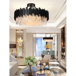 Candelabru cristal negru pe lant 500x1000 mm