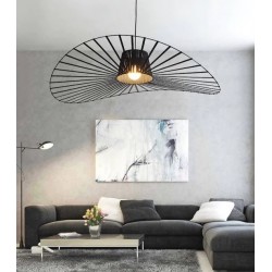Lustra palarie E27, design elegant negru, diametru 40cm