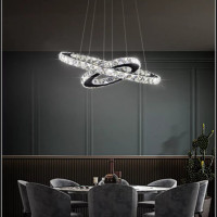 Lustra LED cristal cu telecomanda wifi 2.4G alb variabil 5000 lm