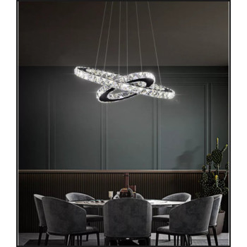 Lustra LED cristal cu telecomanda wifi 2.4G alb variabil 5000 lm