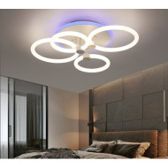 Lustra LED cu 4 cercuri lumina 360 grade RGB telecomanda 2.4G alb variabil 3000 lm