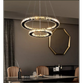 Lustra LED cristal cu telecomanda wifi 2.4G alb variabil 5000 lm