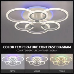 Lustra LED RGB 6 cercuri cu telecomanda wifi 2.4G 6000 lm