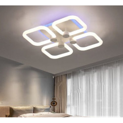 Lustra LED cu 4 patrate lumina 360 grade RGB telecomanda 2.4G alb variabil