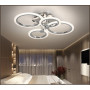 Lustra LED 4 cercuri culoarea cromului cu telecomanda wifi 2.4G alb variabil 3500 lm