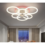 Lustra LED cu 4 cercuri lumina 360 grade RGB telecomanda 2.4G alb variabil 3000 lm 118 w