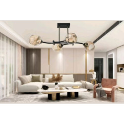 Lustra neagra 4 globuri gold fumuriu cu fasunguri E27