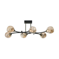 Lustra neagra 6 globuri gold fumuriu cu fasunguri E27