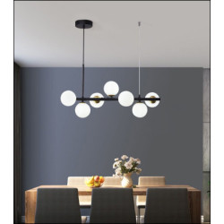 Lustra LED black cu 7 globuri alb mat si socluri G9