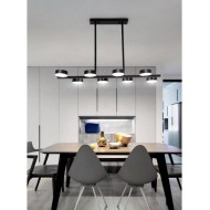 Lustra masa black cu alb variabil si 8 spoturi reglabile telecomanda wifi 2.4G 140 w 11000 lm